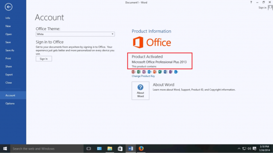 Activated Microsoft Office 2013